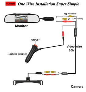 4.3" Mirror Monitor Plug and Play Rear View Backup Reverse Parking Camera System - Picture 1 of 12