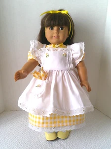 Yellow Check Pinafore Dress with Accessories to fit 18-inch Fashion Dolls - Picture 1 of 4