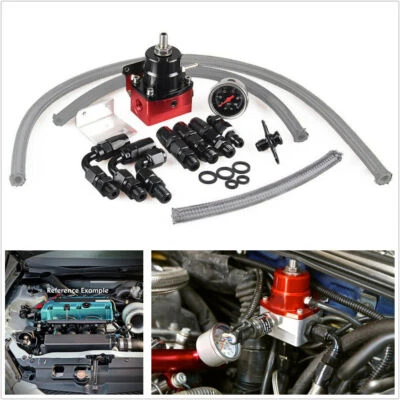Car Adjustable Fuel Pressure Regulator Kit Aluminum 160PSI Oil Gauge AN6 Fitting — 第 1/4 张图片