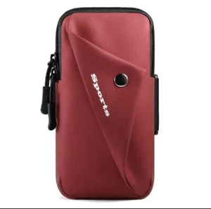 Wine Red Sports Armband Running Jogging Gym Arm Band Pouch Bag for Cell Phone - Picture 1 of 3