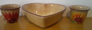 Pfaltzgraff Heart Shaped Serving Dish "Evening Sun" With 2 dip bowls - Picture 1 of 7
