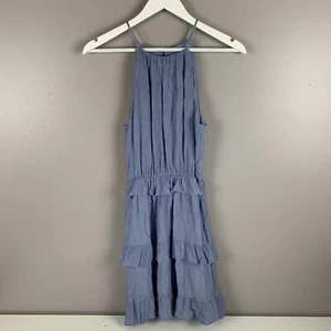 Altar’d State Dress Medium Halter A Line Mini Ruffles Sleeveless Blue Woman M - Picture 1 of 4