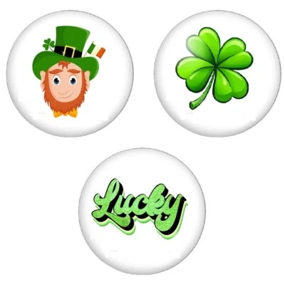 Lucky Leprechaun Cabochons 20mm (3 pcs) - Shelly's Buttons - Craft Scrap Sew - Image 1 of 2