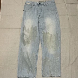 VTG Davoucci Jeans Stitched Pattern Wide leg Y2K Skater Street Wear Size 38x32.5 - Picture 1 of 13