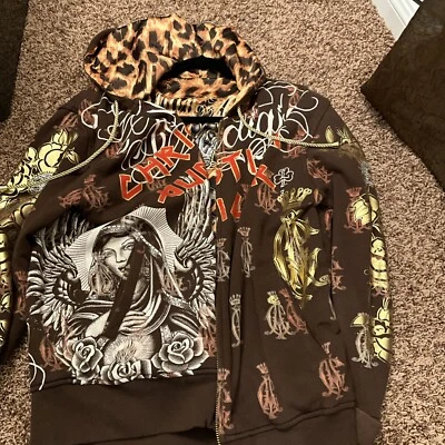 Christian Audigier Hoodie Swarovski Crystal Men's L- - Image 1 of 4