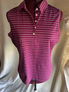 NIKE GOLF womnes - NWOT -Sz M (8-10) sleeveless maroon/navy/white stripe - Picture 1 of 3