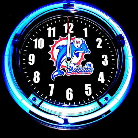 DOLPHINS LOGO - MIAMI - 11" Blue Neon Wall Clock Cover