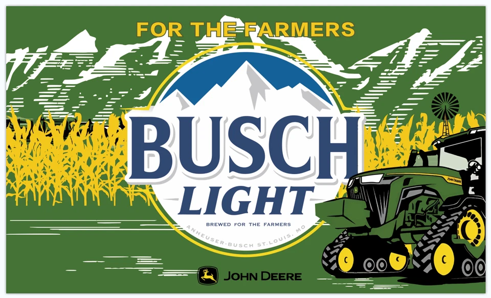 John Deere Busch Light Beer 3x5 FT Flag Banner Farm Garage Wall Art Fan Gift - Image 1 of 1