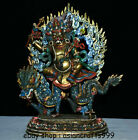 13 &quot;Tibet Tantra Kupfer Gold wei&#223; Jambhala Buddha auf Dragon Statue gemalt