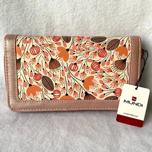 Mundi Large Zip Wallet Floral Metallic Pink 8 x 4.5 - Picture 1 of 15