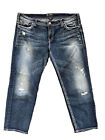 Silver Jeans Aiko Mid Straight Crop Plus Womens 36x25 Actual 40x27 Thick Stitch