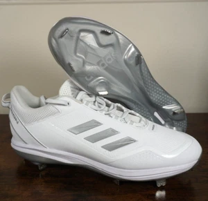Adidas Icon 7 White Silver FZ1557 Metal Baseball Cleats Men's Size 13 - Picture 1 of 6