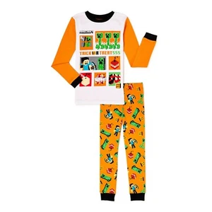 Minecraft 2 PC Halloween Long Sleeve Tight Fit Cotton Pajama Set Boy Size 10 - Picture 1 of 1