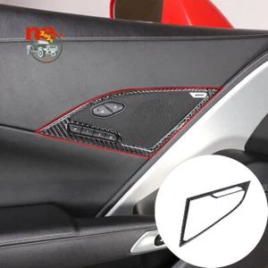 Black Carbon Sticker Driver Car Door Speaker Cover Trim For Corvette C7 2014-19 - Picture 1 of 3