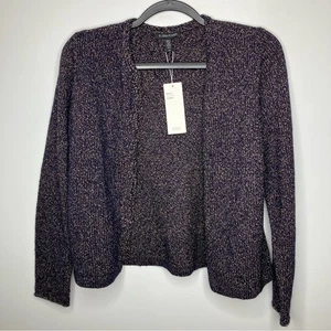 NWT EILEEN FISHER Wool Blend Speckled Fringe Open Cardigan Sweater Small - Picture 1 of 5