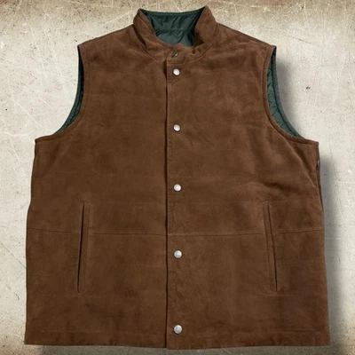 Peter Millar Crown Goat Suede Quilted Reversible Full Zip Vest Men’s Large NWT - Image 1 of 4