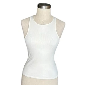 & OTHER STORIES Camiseta sin mangas ajustada de punto acanalado blanco crema para mujer talla 4 verano - Imagen 1 de 6
