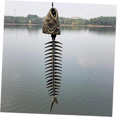 Carillón de viento retro de espina de pescado adornos de campana de viento de metal vintage  Foto 1 de 4