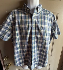 NAUTICA Herren blau kariert 100% Baumwolle Kurzarm Hemd Button Down Kragen XL - Bild 1 von 13