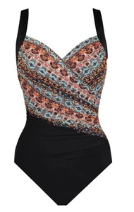 Miracle Suit Nefertiti Sanibel One Piece Swimsuit Sz 12 Underwire Ruch Side - Picture 1 of 13