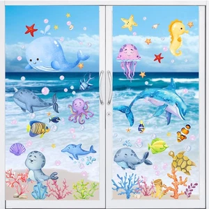 9 Blatt Fensterbilder Kinderzimmer Selbstklebend Meerestiere Wandtattoo - Bild 1 von 24