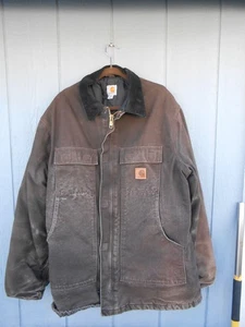 Vintage Herren braune Carhartt Stepp gefütterte Jacke Mantel Gr. XL - lang mit Kapuze - Bild 1 von 11