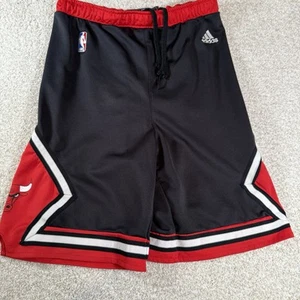 Adidas Chicago Bulls NBA Youth XL Basketball Shorts Black Red Drawstring Logo - Picture 1 of 9