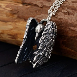925 STERLING SILVER  eagle COOL pendant  men women jewerly & STEEL CHAIN S1923 - Picture 1 of 5