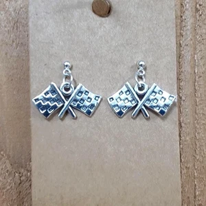 Ohrringe gekreuzte karierte Flagge PIERCED 1" Rennen Fans Renntag Rennen - Bild 1 von 2