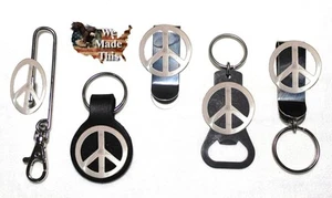Peace Sign Bottle Opener Key Fob Key Holder Money Clip - Picture 1 of 8