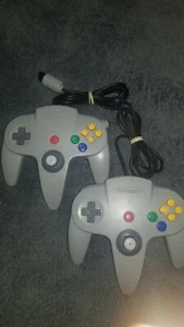 (2) Nintendo 64 N64 Gray Controllers (NUS-005) OEM Authentic Original READ - Picture 1 of 5