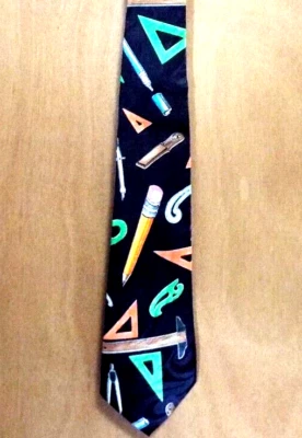 Corbata de cuello Marco Polo para hombre estilo italiano lápiz brújula transportador divisor Foto 1 de 4