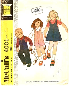 McCalls 4001 Vintage 1974 Childs Jumpsuit Jumper Sewing Pattern Uncut Size 6X - Picture 1 of 2