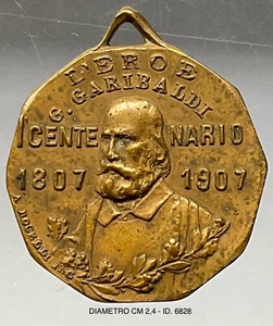 GARIBALDI GIUSEPPE I° CENTENARIO DELLA NASCITA 1807.1907 MEDAGLIA RICORDO - Picture 1 of 6