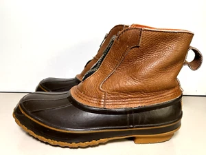 Stivali LL Bean 6" Duck Uomo Tg 7 M Pelle Marrone Foderati Shearling Impermeabili LEGGI - Foto 1 di 14