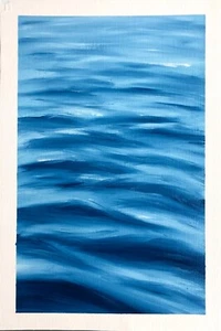 Beach Oil Painting Seascape Original Art Holidays Fishing Wall Art Surfing oil - Picture 1 of 7