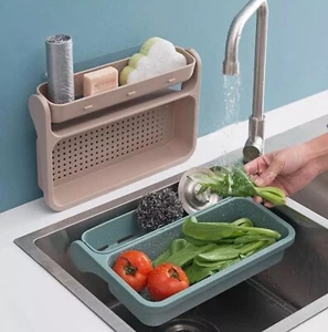 Foldable Kitchen Sink Organizer Rack - Strainer for food and utensils - Picture 1 of 6