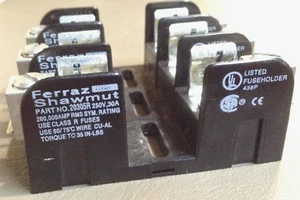 FERRAZ SHAWMUT 20305R BLOQUE PORTAFUSIBLES CU/AL 3 FUSIBLES 250V 30A CLASE R FUSIBLES - Imagen 1 de 4