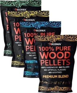 Kona Smoker Pellet - Premium, Legno Dolce, Rovere e Hickory - Sacchetti 4x2 libbre (8 libbre) - Foto 1 di 6