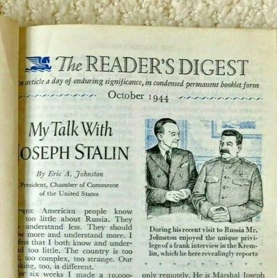 Readers Digest Bound Magazines, Vol 45 Oct Nov Dec 1944 WWII Nazi Germany Stalin - Image 1 of 4