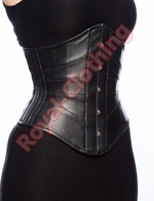 Heavy Duty Leather Steel Boned Waist Training Corset Genuine Under Bust - Image 1 of 4