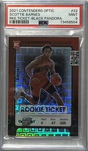 Biglietto Panini Optic Rookie 2021 nero Pandora Scottie Barnes PSA 9 nuovo di zecca SSP - Foto 1 di 1
