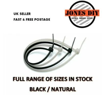 BLACK & WHITE CABLE TIES STRONG NYLON ZIP TIE WRAPS NATURAL CABLE TIES TYES LONG