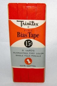NEW Vintage Trimtex Fine Bias Tape Single Fold Percale 6 Yard ORANGE 100% Cotton - Picture 1 of 1