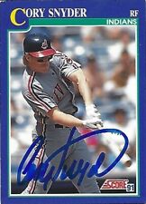 Autographed Signed 1991 Score #19 Cory Snyder Cleveland Indians