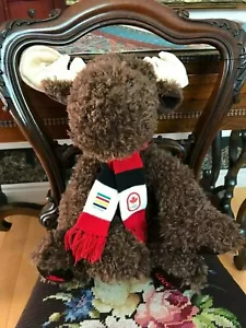 Hudsons Bay Company Chocolate Brown Moose HBC Canada Winter Olympics Scarf 14" - Picture 1 of 7