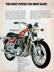 1971 BSA Rocket III 750 Motorcycle Original Color Print Ad - Picture 1 of 1