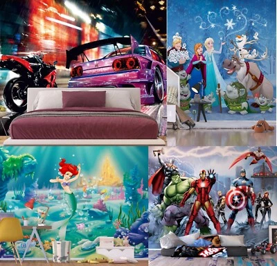 Kids Bedroom photo wallpaper 141x106 inch Marvel Avengers Disney Princess Cars - Image 1 of 2