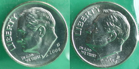 2004 P and D Roosevelt Dime 2 Coins from US Mint Set BU Cellos Ten Cents Two 10c Cover