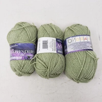 Lot 3 Skeins Mellowspun Acrylic Yarn Light Willow Mary Maxim 1.75 oz 160 Yards - Image 1 of 4